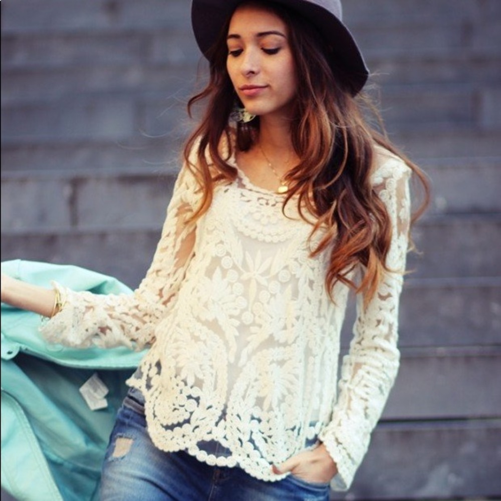 Sheer lace boho top